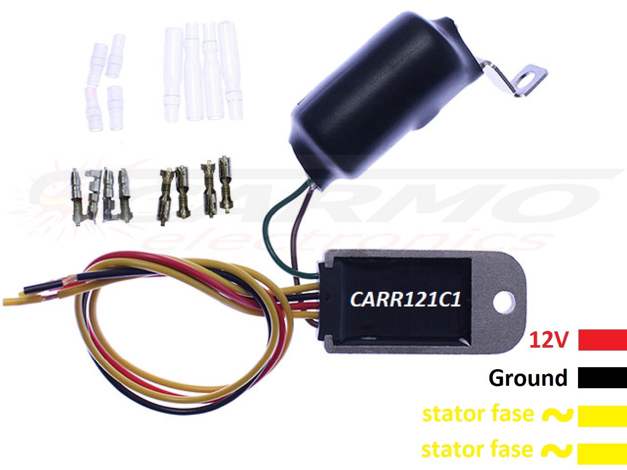 CARR121C1 - Gleichrichter mit 2-Phasen-Spannungsreglern und Kondensator, keine Batterie erforderlich - für LED-Beleuchtung - zum Schließen ins Bild klicken