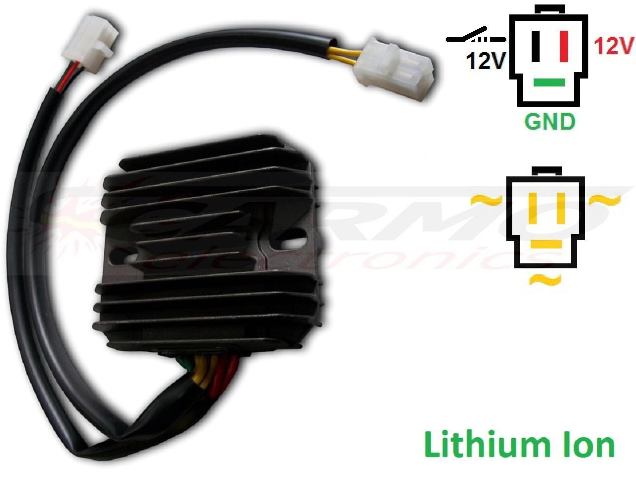 CARR164-LI - Honda CX500 Suzuki VS800 MOSFET Spannungsregler Gleichrichter (31600-415-008, SH232-12, Shindengen) - Lithium Ion - zum Schließen ins Bild klicken