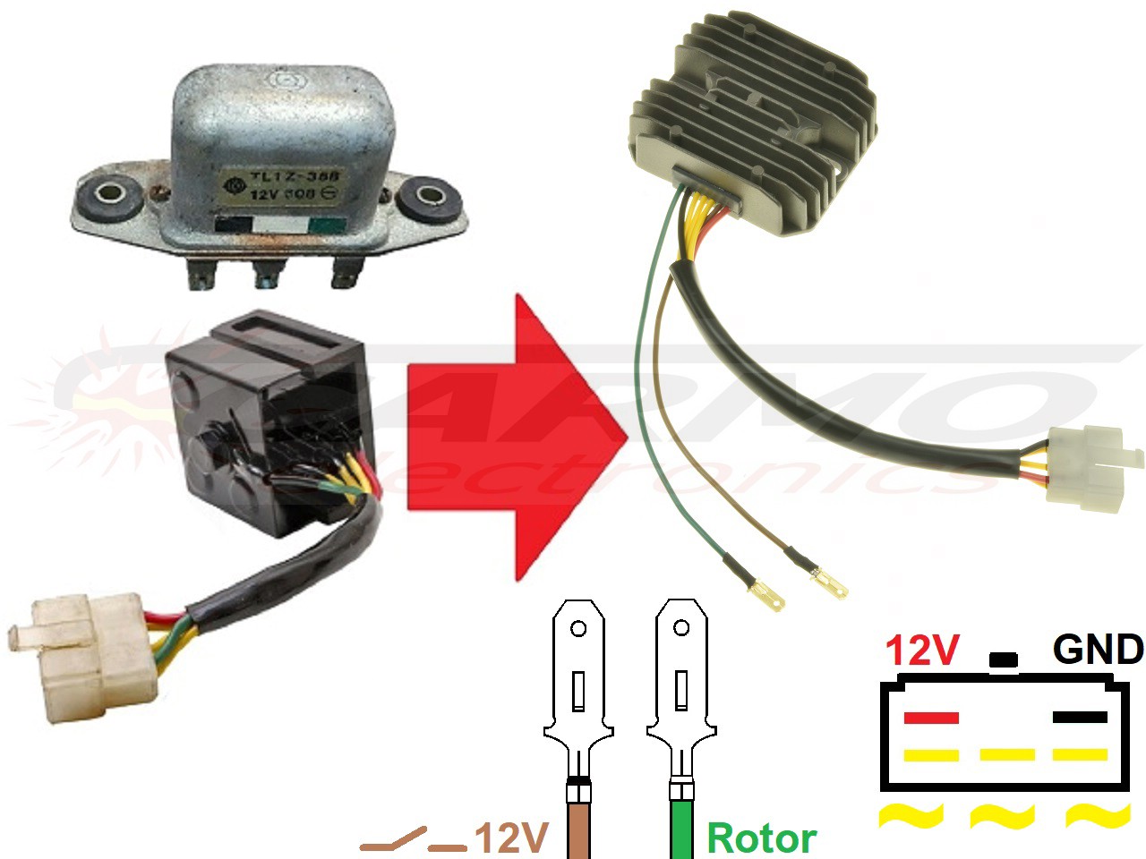 CARR241 - Honda MOSFET CB Spannungsregler Gleichrichter rotor1 - zum Schließen ins Bild klicken