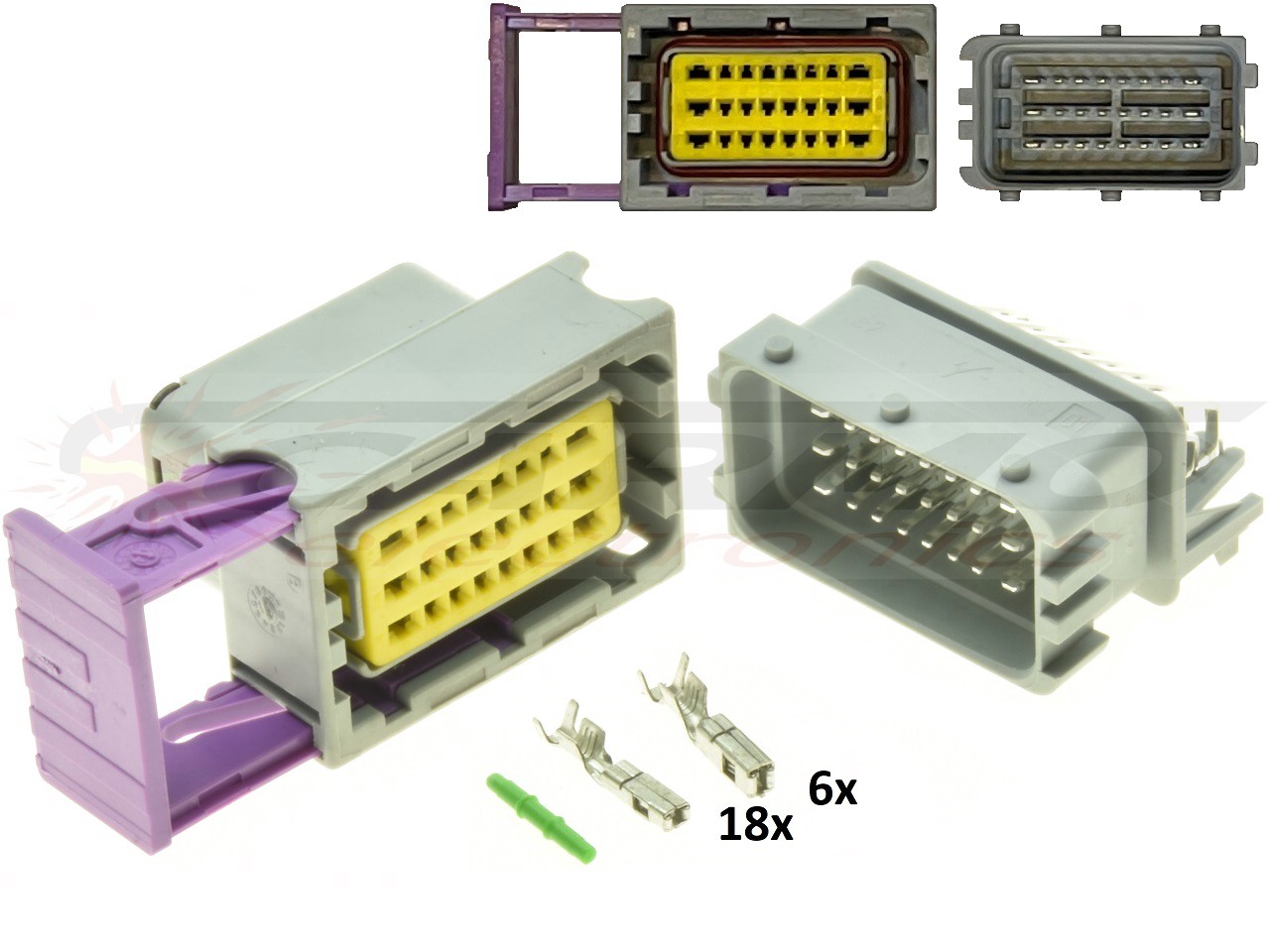 24 Pole ECU CDI ECM Motorrad Steckverbindersatz Verbinder Grau - männlich weiblich komplett 211PC249S8005 - zum Schließen ins Bild klicken