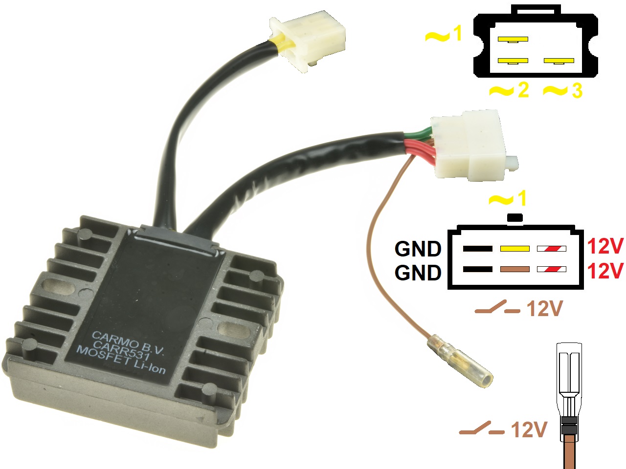 CARR531-Z1300-A4 Kawasaki Z1300 KZ1300 A4 MOSFET Spannungsregler Gleichrichter (SH541-12) - zum Schließen ins Bild klicken